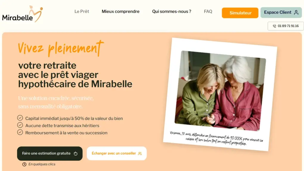 Page d'accueil de Mirabelle