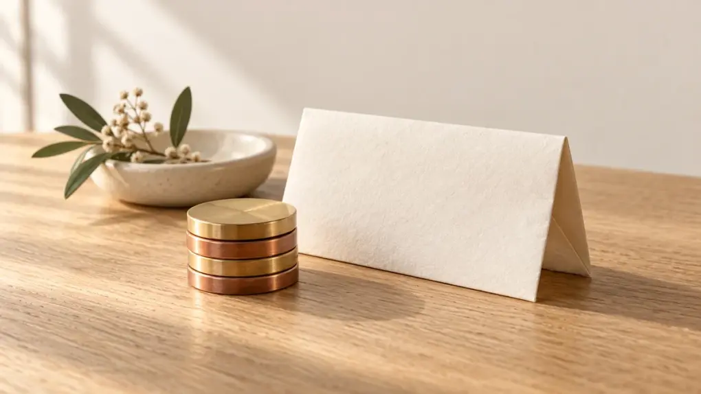 Jetons métalliques posés à côté d'un bon du Trésor plié, symbole de l'épargne tokenisée